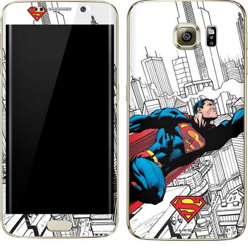 DC Comics Superman Super Speed Flying Over City Galaxy S7 Edge Skin