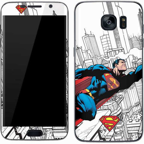 DC Comics Superman Super Speed Flying Over City Galaxy S7 Skin
