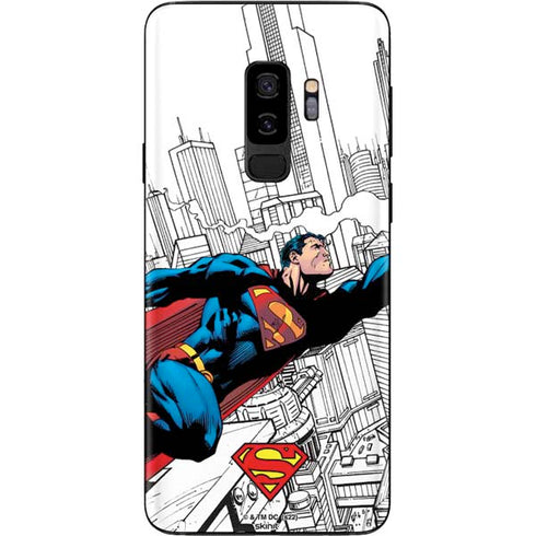 DC Comics Superman Super Speed Flying Over City Galaxy S9 Plus Skin