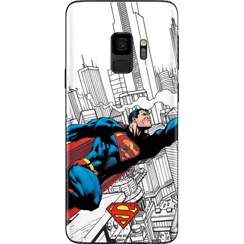 DC Comics Superman Super Speed Flying Over City Galaxy S9 Skin