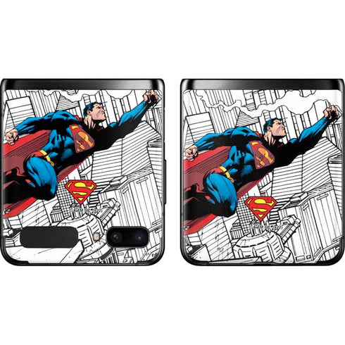 DC Comics Superman Super Speed Flying Over City Galaxy Z Flip Skin
