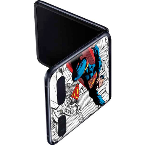 DC Comics Superman Super Speed Flying Over City Galaxy Z Flip Skin