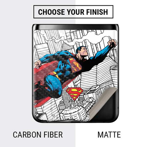 DC Comics Superman Super Speed Flying Over City Galaxy Z Flip Skin