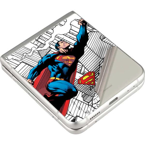 DC Comics Superman Super Speed Flying Over City Galaxy Z Flip3 5G Skin