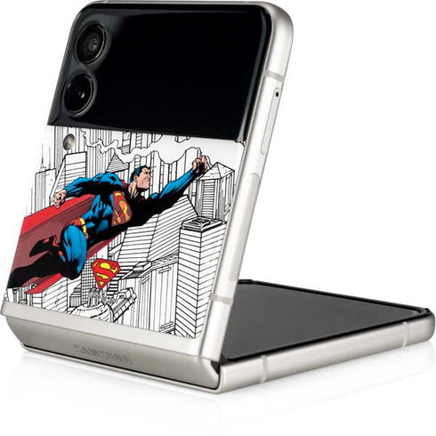 DC Comics Superman Super Speed Flying Over City Galaxy Z Flip3 5G Skin