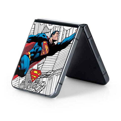 DC Comics Superman Super Speed Flying Over City Galaxy Z Flip5 5G Skin