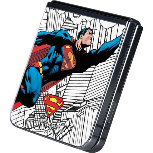 DC Comics Superman Super Speed Flying Over City Galaxy Z Flip5 5G Skin