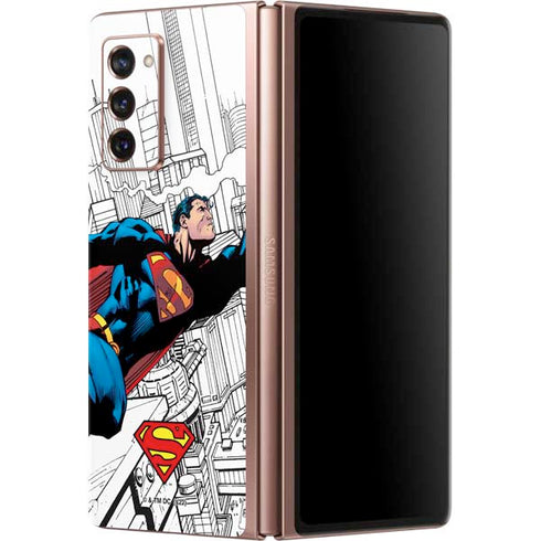 DC Comics Superman Super Speed Flying Over City Galaxy Z Fold2 5G Skin