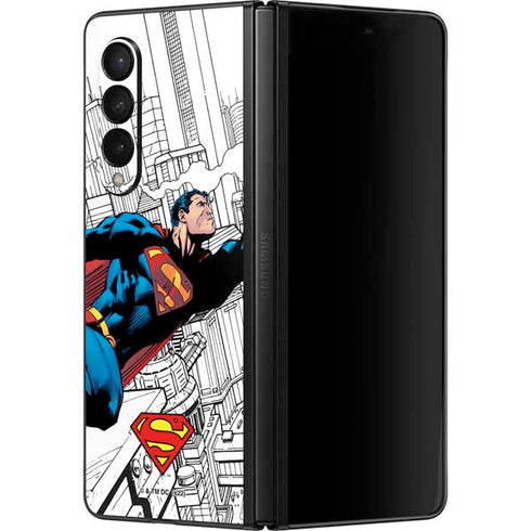 DC Comics Superman Super Speed Flying Over City Galaxy Z Fold3 5G Skin