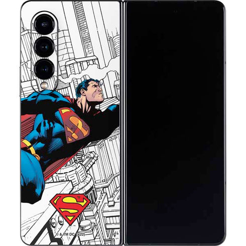 DC Comics Superman Super Speed Flying Over City Galaxy Z Fold4 5G Skin