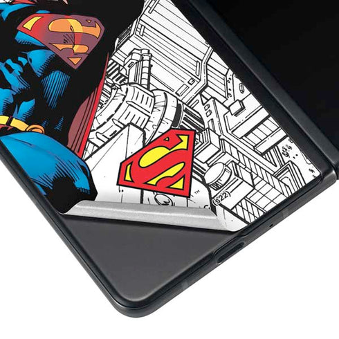 DC Comics Superman Super Speed Flying Over City Galaxy Z Fold4 5G Skin