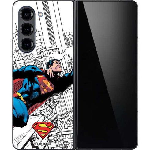 DC Comics Superman Super Speed Flying Over City Galaxy Z Fold5 5G Skin