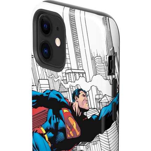 DC Comics Superman Super Speed Flying Over City iPhone 12 Impact Case