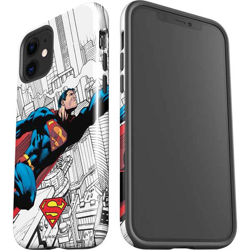 DC Comics Superman Super Speed Flying Over City iPhone 12 Impact Case