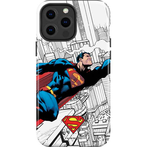 DC Comics Superman Super Speed Flying Over City iPhone 13 Pro Max Impact Case
