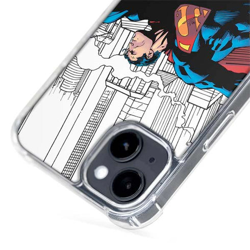 DC Comics Superman Super Speed Flying Over City iPhone 15 Plus MagSafe Case
