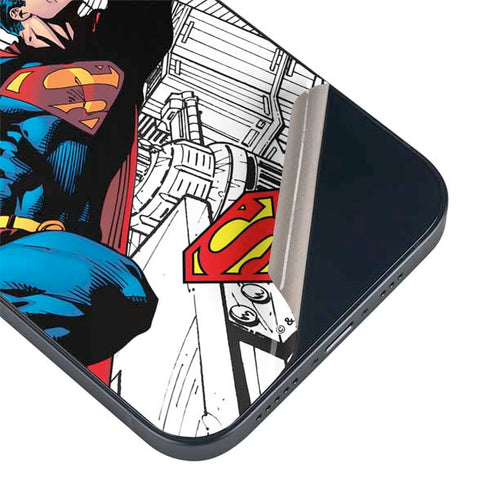 DC Comics Superman Super Speed Flying Over City iPhone 15 Plus Skin