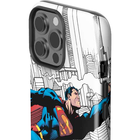 DC Comics Superman Super Speed Flying Over City iPhone 15 Pro Max Impact Case