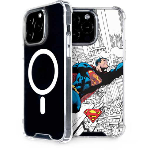 DC Comics Superman Super Speed Flying Over City iPhone 14 Pro Max MagSafe Case
