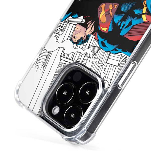 DC Comics Superman Super Speed Flying Over City iPhone 14 Pro Max MagSafe Case