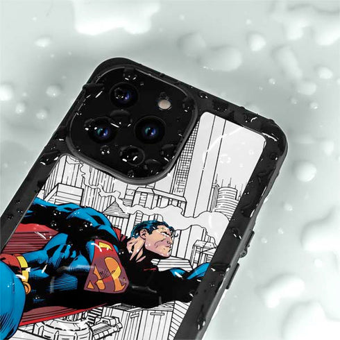 DC Comics Superman Super Speed Flying Over City iPhone 14 Pro Max Waterproof Case