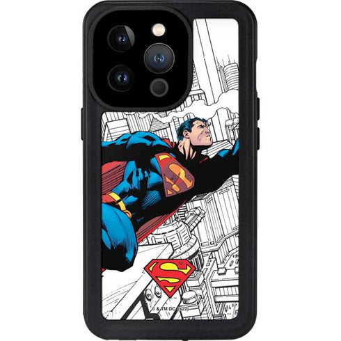 DC Comics Superman Super Speed Flying Over City iPhone 14 Pro Waterproof Case