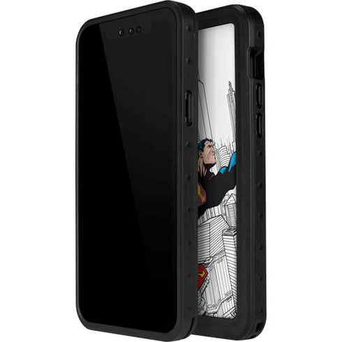 DC Comics Superman Super Speed Flying Over City iPhone 15 Plus Waterproof Case