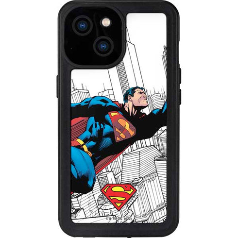 DC Comics Superman Super Speed Flying Over City iPhone 15 Waterproof Case