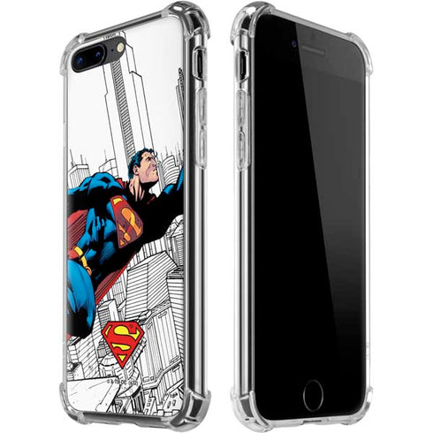 DC Comics Superman Super Speed Flying Over City iPhone 7/8 Plus Clear Case