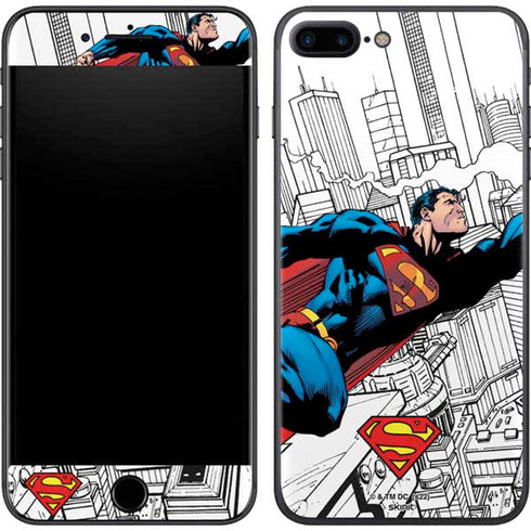 DC Comics Superman Super Speed Flying Over City iPhone 8 Plus Skin