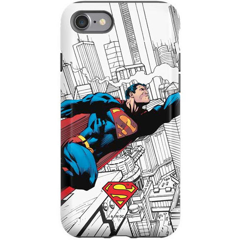 DC Comics Superman Super Speed Flying Over City iPhone SE (2nd & 3rd Gen) Pro Case