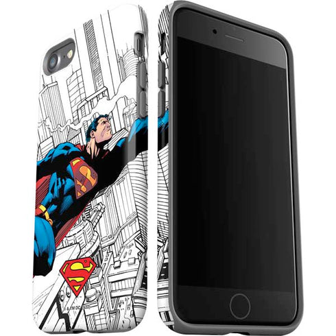 DC Comics Superman Super Speed Flying Over City iPhone SE (2nd & 3rd Gen) Pro Case