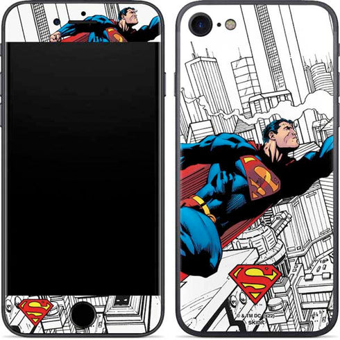 DC Comics Superman Super Speed Flying Over City iPhone SE (2nd & 3rd Gen) Skin