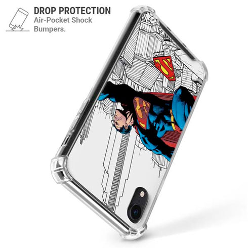 DC Comics Superman Super Speed Flying Over City iPhone XR Clear Case