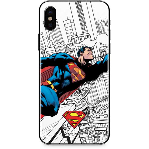 DC Comics Superman Super Speed Flying Over City iPhone XS Skin
