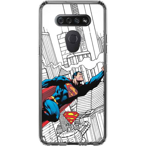 DC Comics Superman Super Speed Flying Over City LG K51/Q51 Clear Case