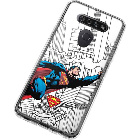 DC Comics Superman Super Speed Flying Over City LG K51/Q51 Clear Case
