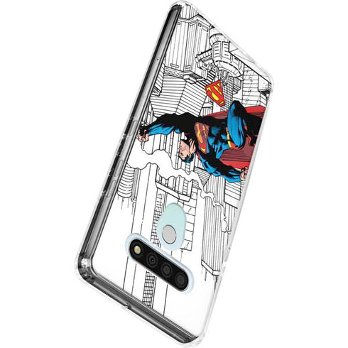 DC Comics Superman Super Speed Flying Over City LG Stylo 6 Clear Case