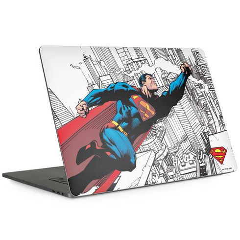 DC Comics Superman Super Speed Flying Over City Apple MacBook Pro 15-inch Skin