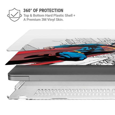 DC Comics Superman Super Speed Flying Over City MacBook Pro 16in (2021-25) Case plus Skin