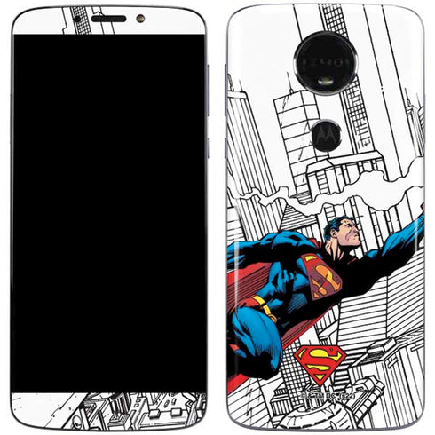 DC Comics Superman Super Speed Flying Over City Moto E5 Plus Skin