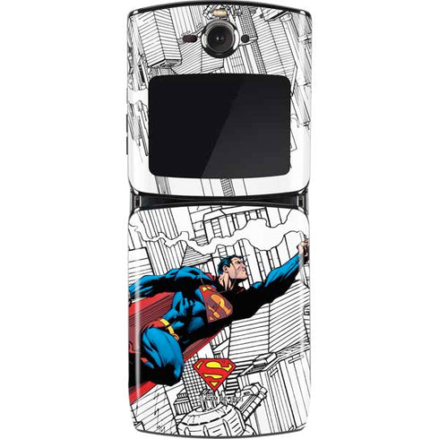 DC Comics Superman Super Speed Flying Over City Motorola RAZR Skin