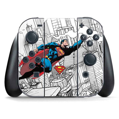 DC Comics Superman Super Speed Flying Over City Nintendo Switch (2017-2021) Joy-Con Controller Skin