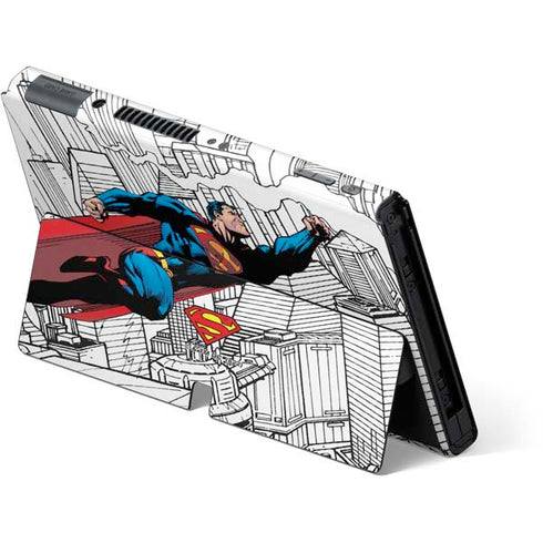 DC Comics Superman Super Speed Flying Over City Nintendo Switch OLED (2021) Skin