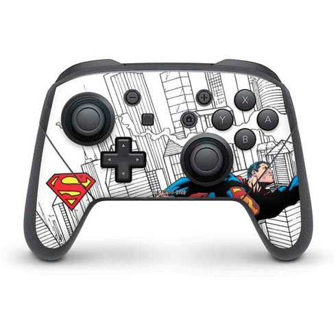 DC Comics Superman Super Speed Flying Over City Nintendo Switch Pro Controller Skin