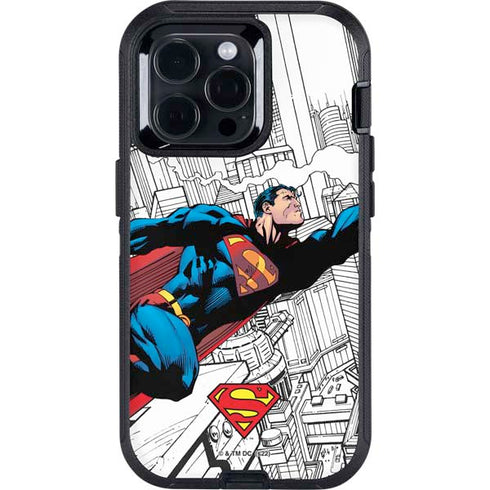 DC Comics Superman Super Speed Flying Over City Otterbox Defender iPhone Skin