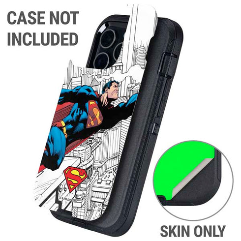 DC Comics Superman Super Speed Flying Over City Otterbox Defender iPhone Skin