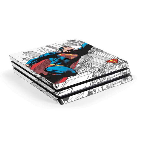 DC Comics Superman Super Speed Flying Over City PS4 Pro Console Skin