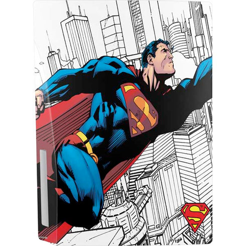 DC Comics Superman Super Speed Flying Over City PS5 Console Skin