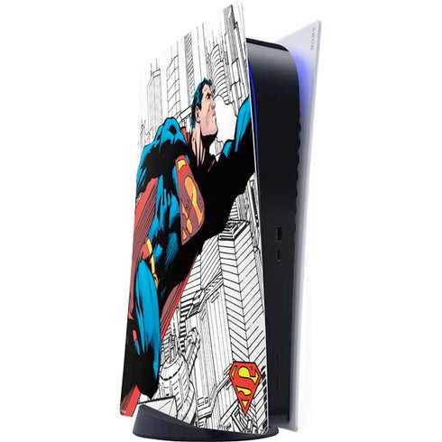 DC Comics Superman Super Speed Flying Over City PS5 Digital Edition Console Skin